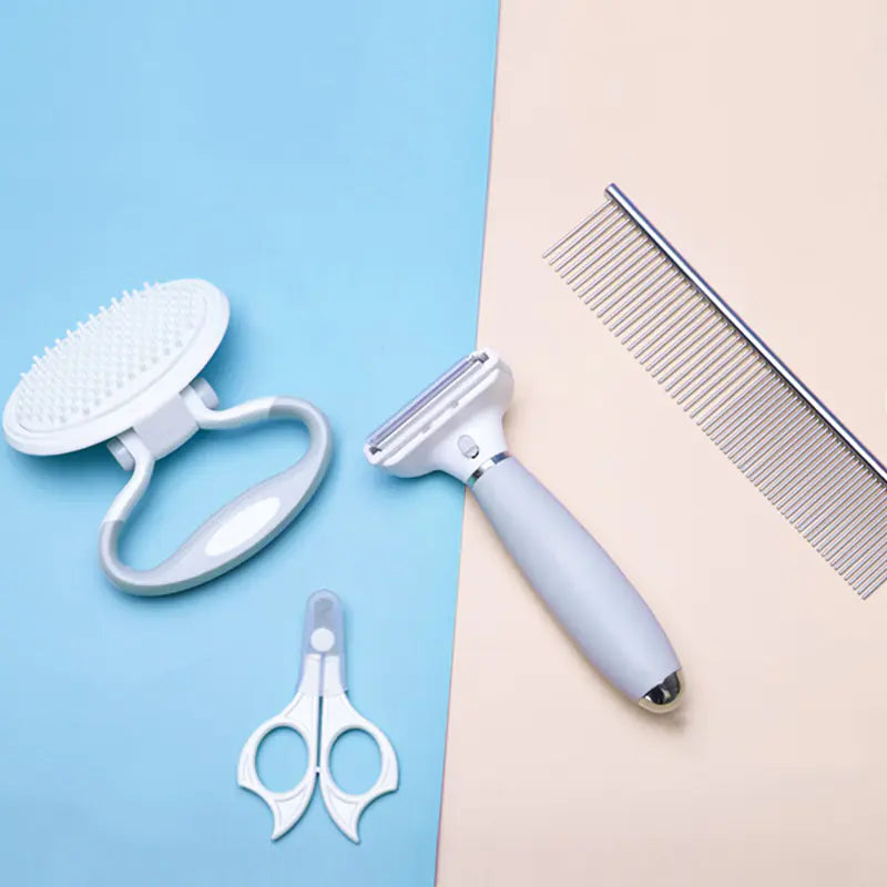Pet Grooming Set: Nail Clippers, De-shedding Brush