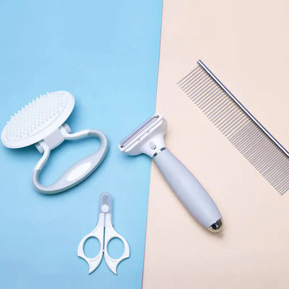 Pet Grooming Set: Nail Clippers, De-shedding Brush