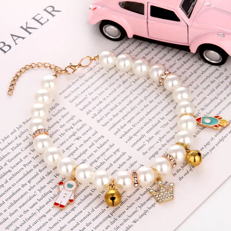 Adjustable Hand-woven Pearl Cat Collar
