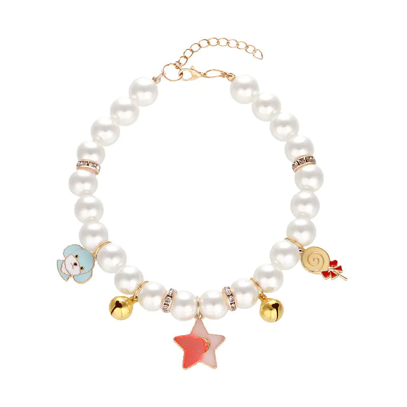Adjustable Hand-woven Pearl Cat Collar