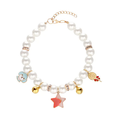 Adjustable Hand-woven Pearl Cat Collar