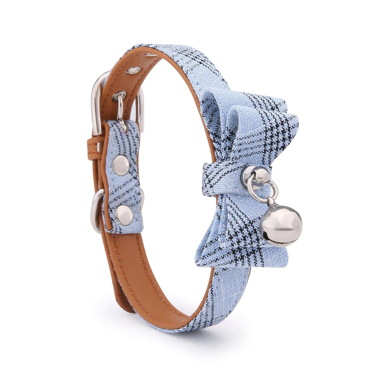 Diagonal Striped Cat Collar with Bell