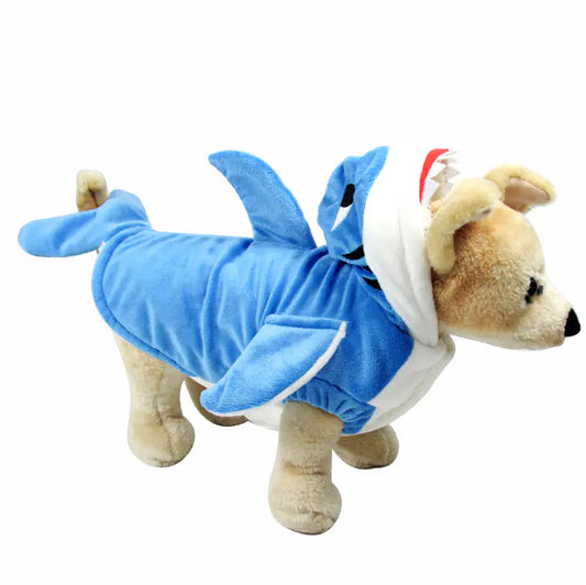 Thick Teddy Dog Clothes with 3D Shark Design