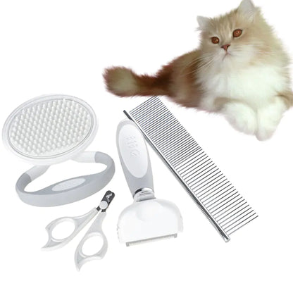 Pet Grooming Set: Nail Clippers, De-shedding Brush