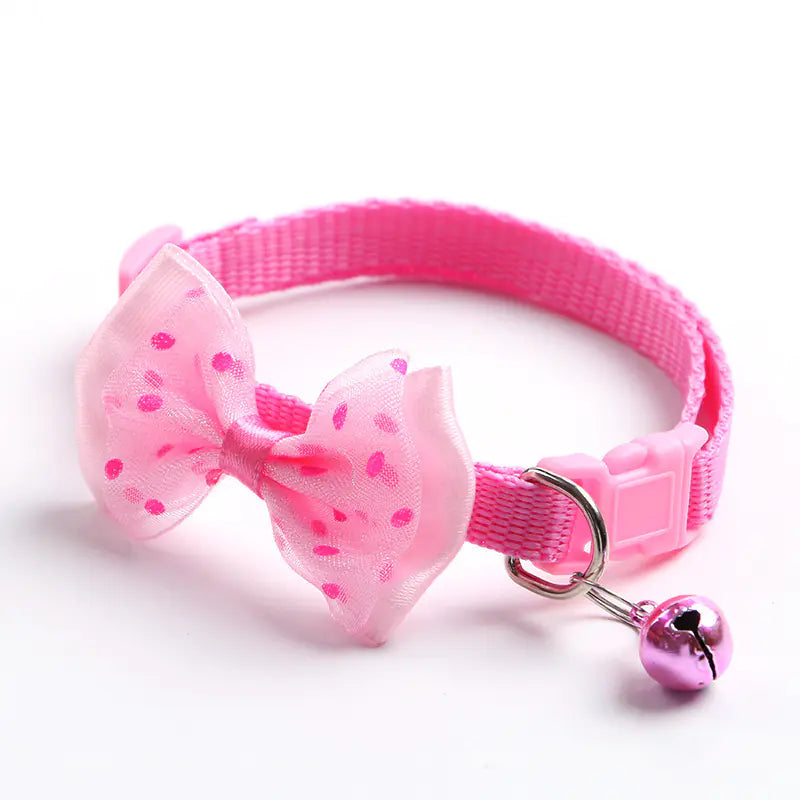 Adjustable Nylon Collar with Bowknot and Cat Bell