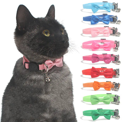 Nylon Pet Collar with Bell and Bow Design