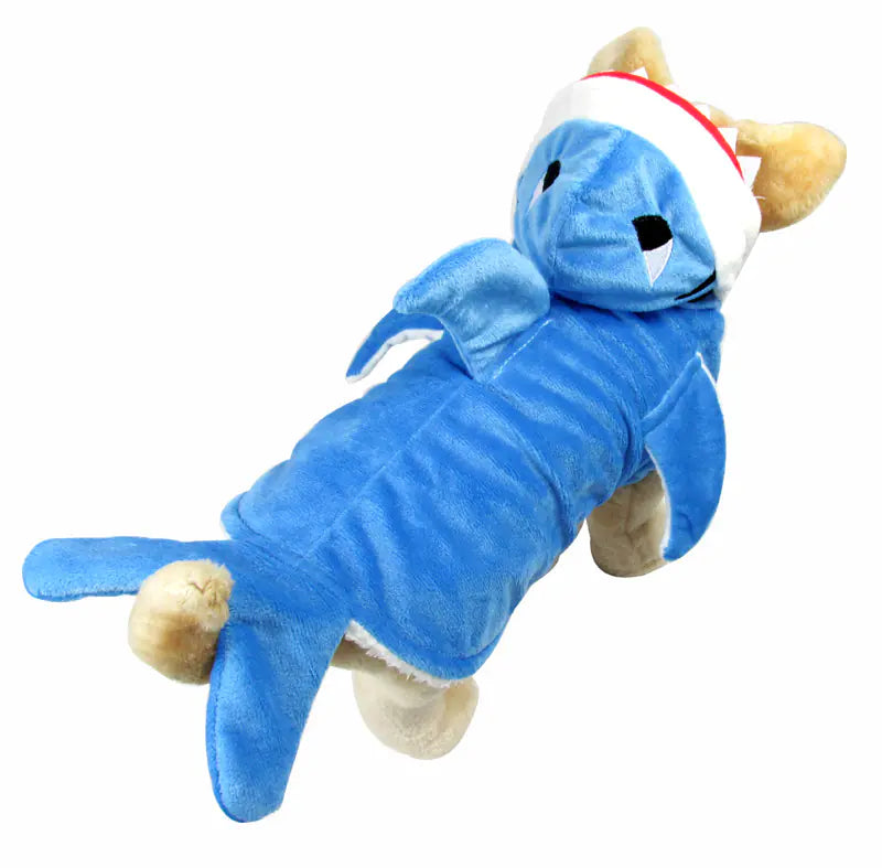 Thick Teddy Dog Clothes with 3D Shark Design