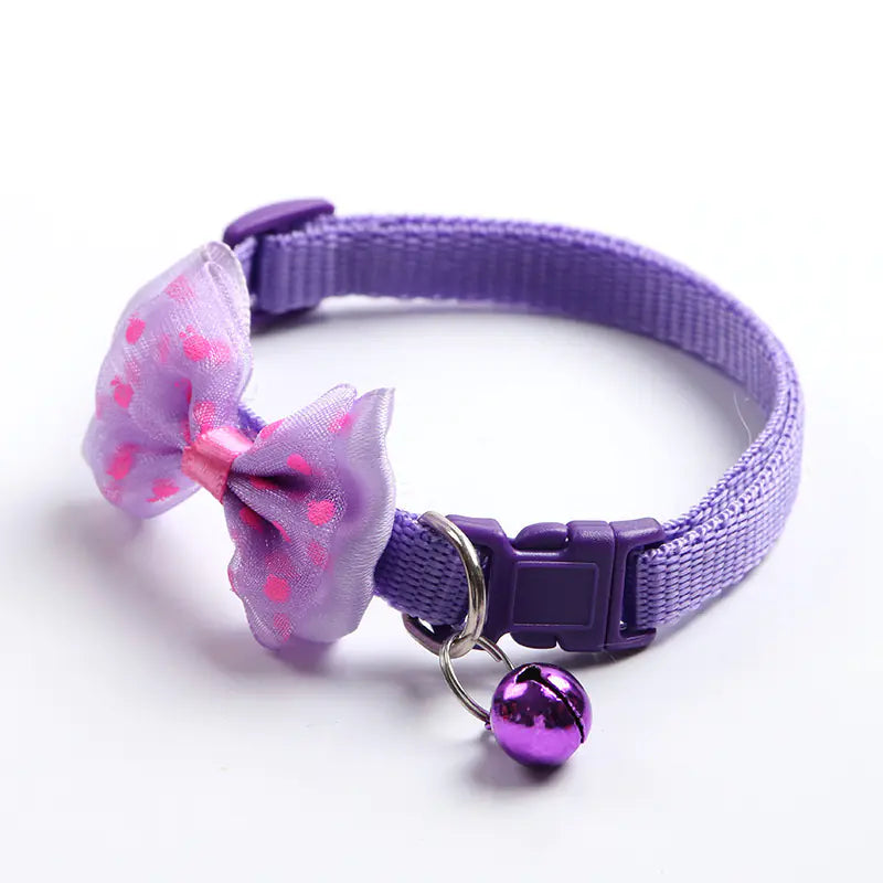 Adjustable Nylon Collar with Bowknot and Cat Bell