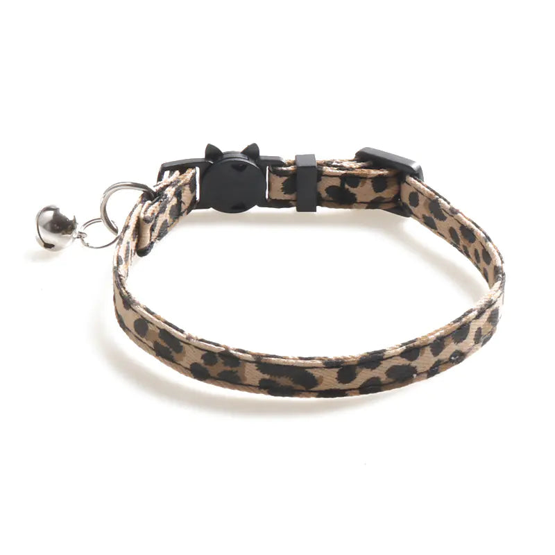 Leopard Pattern Cat Collar with Bell (Factory Direct)