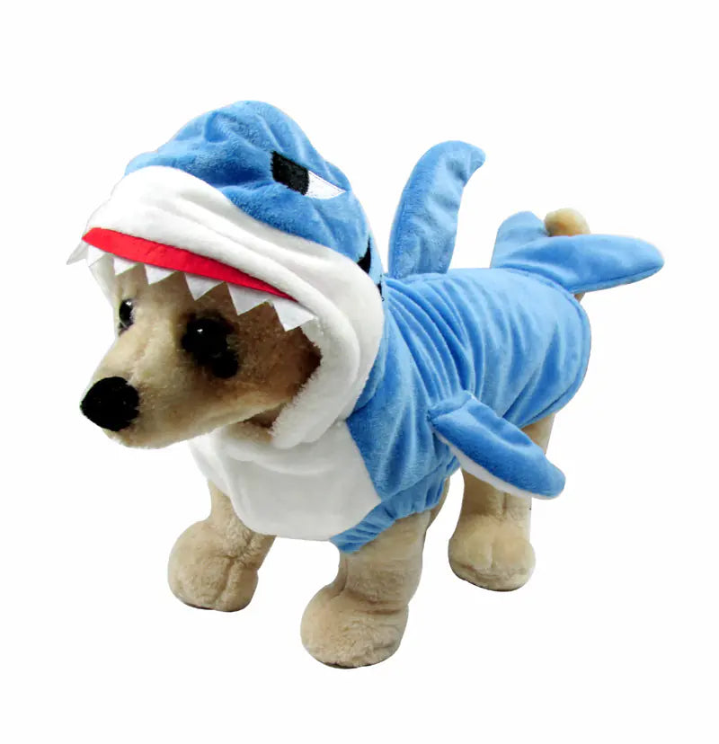 Thick Teddy Dog Clothes with 3D Shark Design