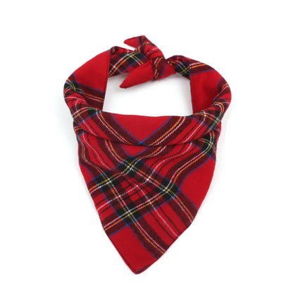 Christmas Double Cotton Plaid Pet Triangle Scarf